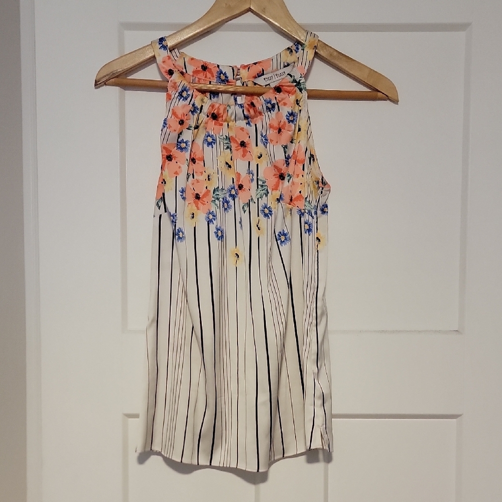 Floral Striped Sleeveless Top